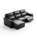 Canapé d’angle 3 places relax manuel noir en cuir synthétique PU forme L 255 x 165 x 98 cm