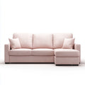 Canapé d'angle 3 places rose poudré en polyester avec méridienne droite 250 x 160 x 85 cm