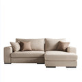 Canapé d'angle avec méridienne à droite beige et taupe 260 x 160 x 85 cm en polyester forme L