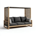 Canapé de jardin 3 places avec toit en corde gris anthracite et bois d’acacia massif 200 x 85 x 200 cm