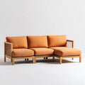Canapé de jardin d'angle 3 places orange en bois massif d'acacia 240 x 160 x 75 cm